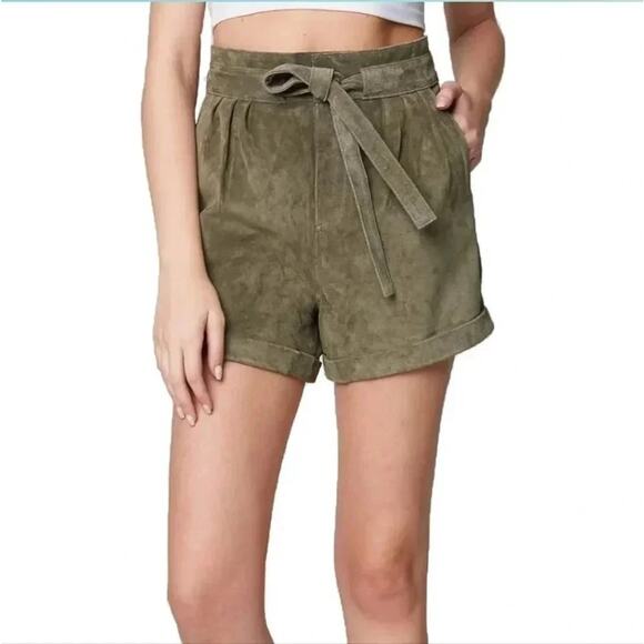Blank NYC 100% Leather Lined Drawstring Double Clasp Shorts NWT - Picture 1 of 16